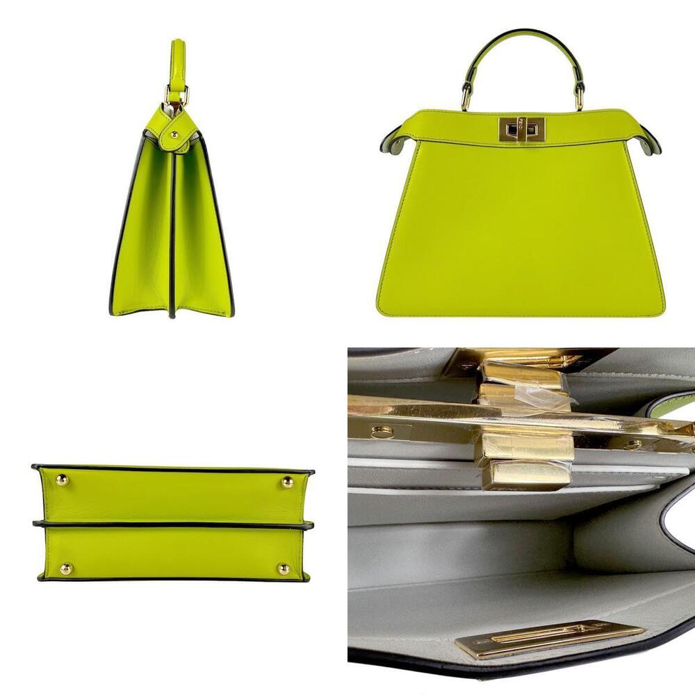 Fendi leather shoulder I bag Peekaboo See green You yellow